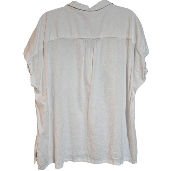 Orvis Womens Oversized White Linen Blend Button-Up Shirt - Picture 2 of 13